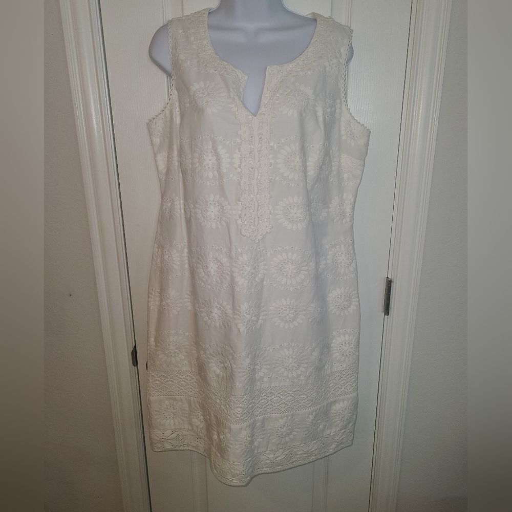 Talbots White Sleeveless Dress